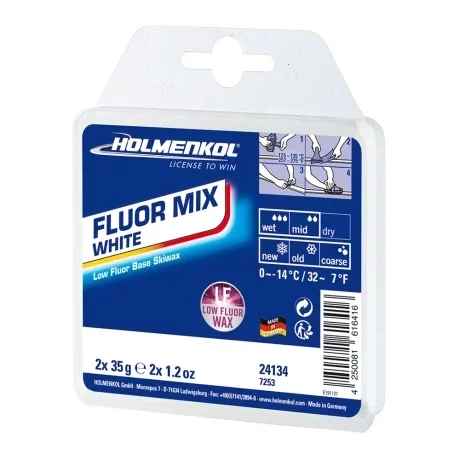 Ceara solida Holmenkol Fluormix WHITE LF, temperatura zapada 0 si -14 grade C, 2x 35g