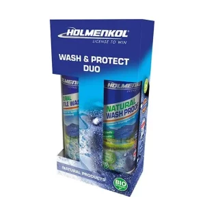 Pachet detergent si solutie de impermeabilizare echipament ski/snowboard/outdoor, Holmenkol Wash &amp; Protect Duo, 2x 250ml